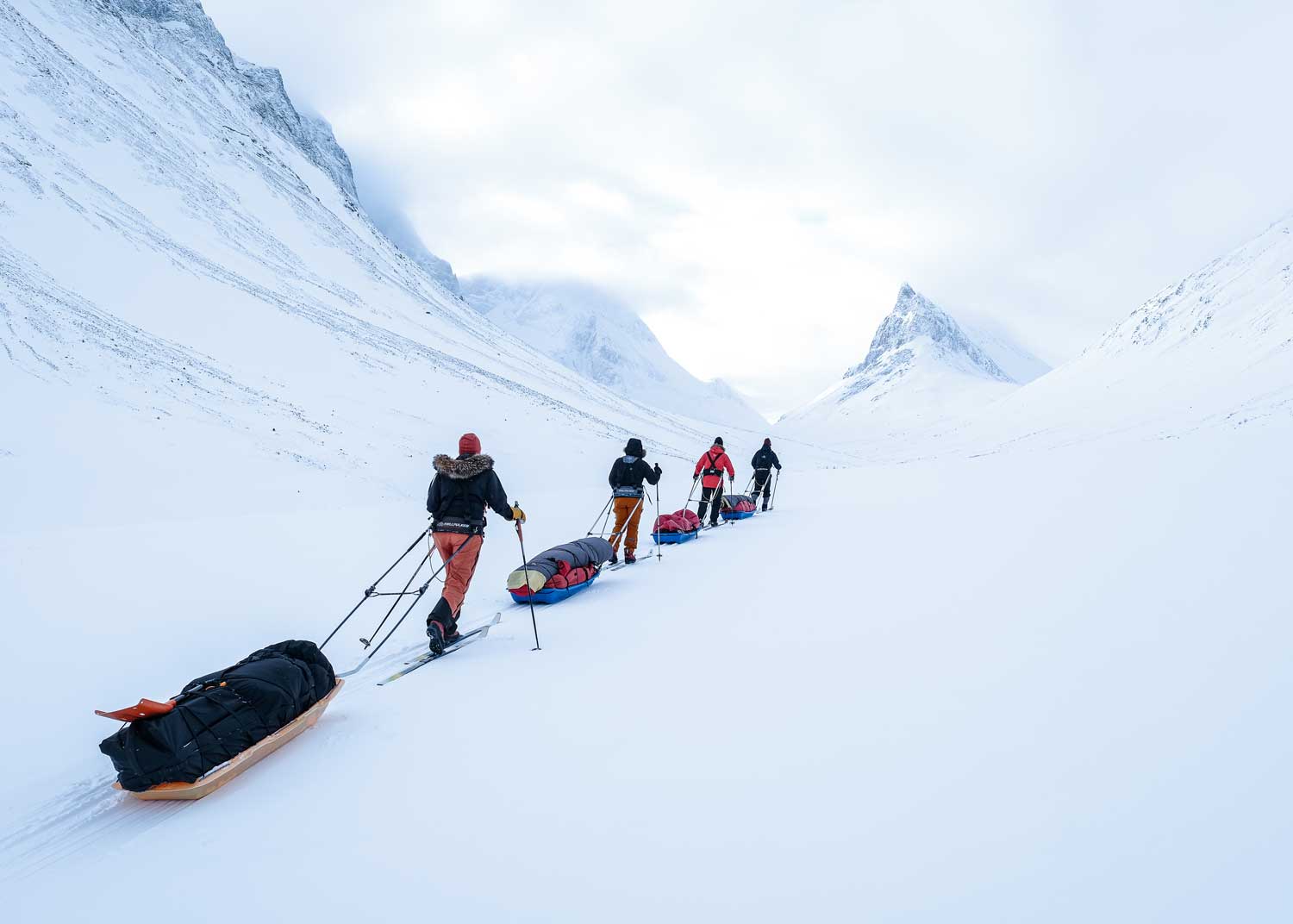 Winter ski expedition in Kebnekaise, Sweden